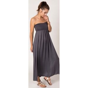 Gabriella Rocha Sz XS Tall Strapless Tube Maxi Stretch Dress Pullover Gray